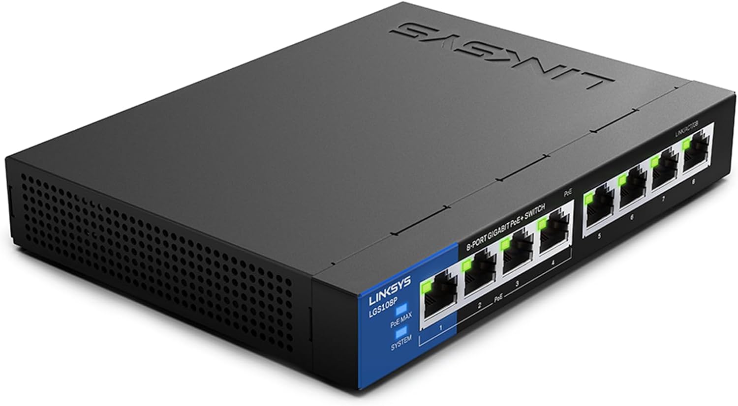 Linksys 8-Port UnManaged Gigabit Switch with 4 PoE+ ports (LGS108P) Linksys 8-Port UnManaged Gigabit Switch with 4 PoE+ ports (LGS108P)
